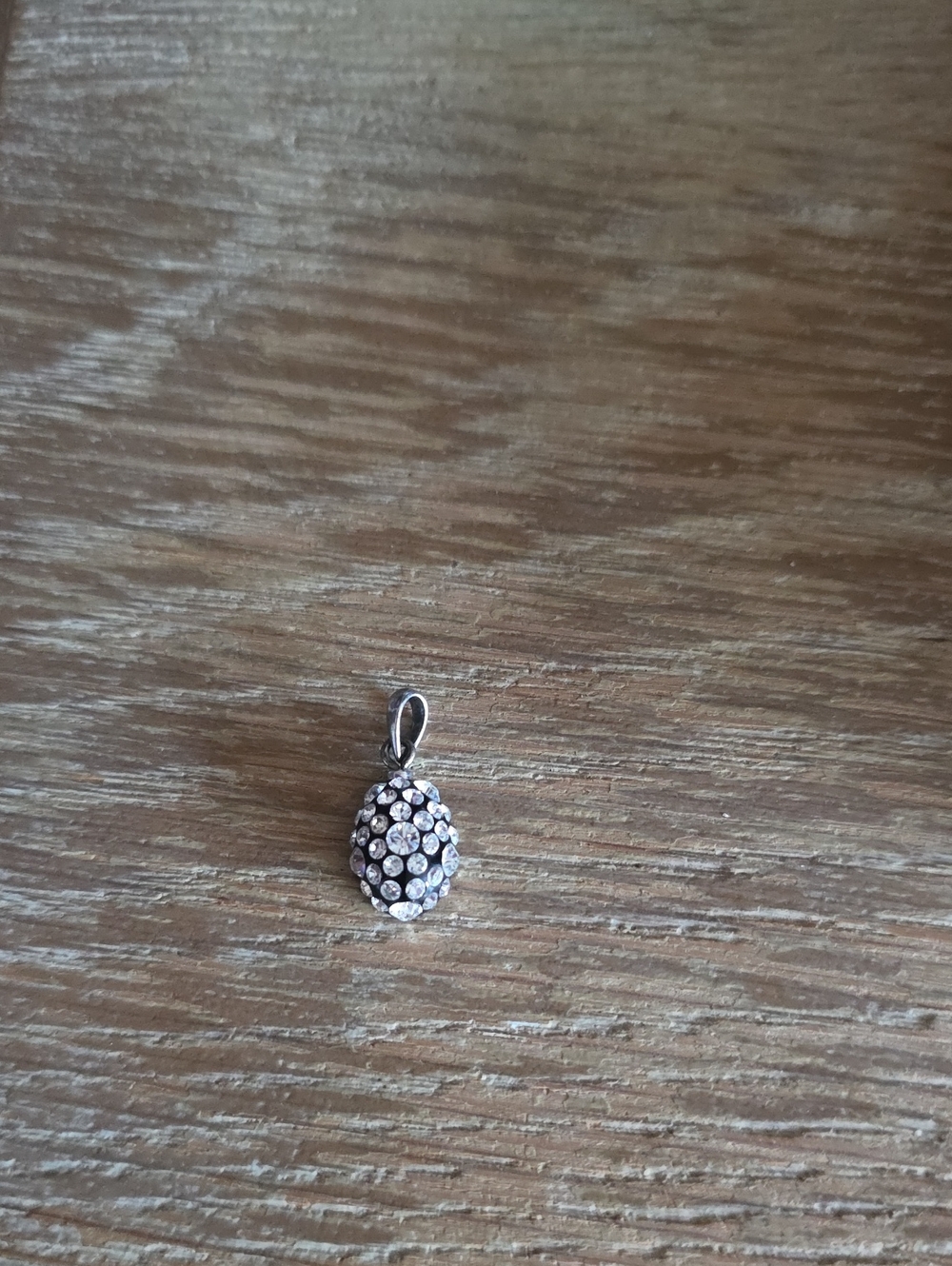 Crystal PavƩ Oval Pendant - Silver Tone